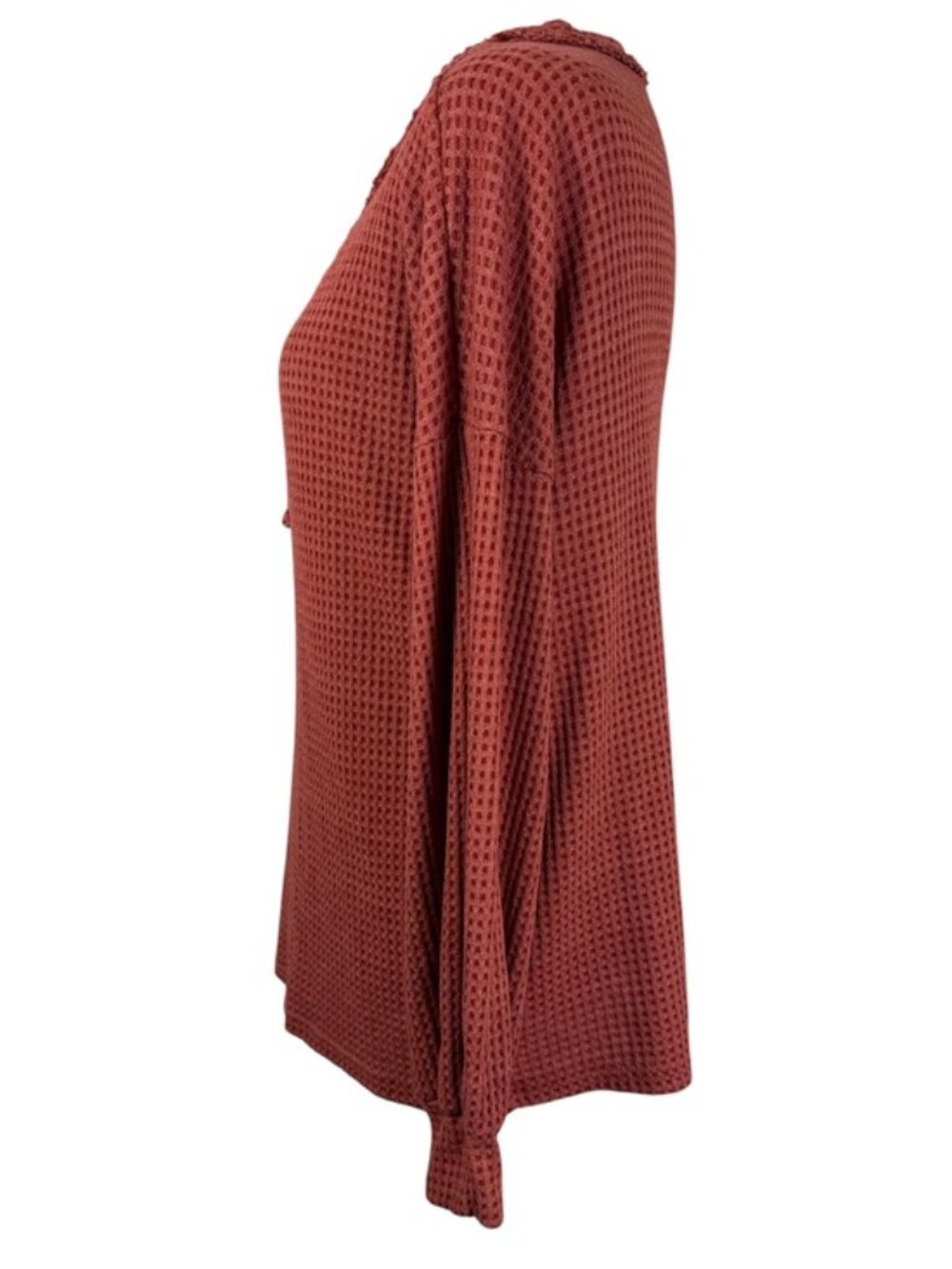 Hailey & Co Rust Waffle Knit Henley Long Sleeve Top Size M - Picture 5 of 10